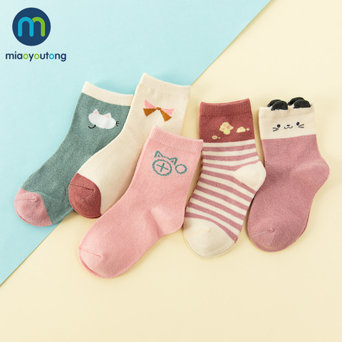 Buy Online 5 Pair Jacquard Cat Unicorn Rabbit Comfort Warm Cotton High Quality Kids Girl Baby Socks Child Boy Newborn Socks Miaoyoutong Alitools