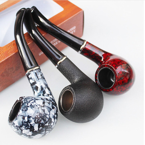Wooden Vintage Durable Tobacco Smoking Pipe Black Resin Smoke Pipes Reduce Tar Cigarette Filter Men Gift Necessary Supplies ► Photo 1/6