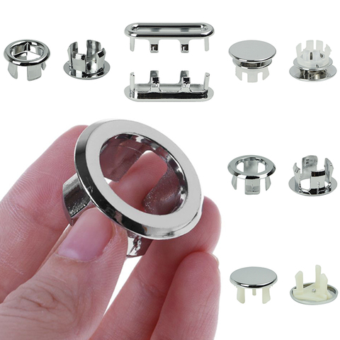1pc Bathroom Basin Sink Overflow Ring Six-foot Round Insert Chrome Hole Cover Cap ► Photo 1/4
