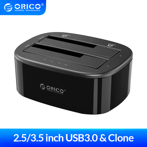 ORICO Clone 2.5 3.5 inch Hard Drive Docking Station USB3.0 1 to 1 Clone Dual-bay HDD and SSD Hard Drive Dock -Black (6228US3-C) ► Photo 1/6