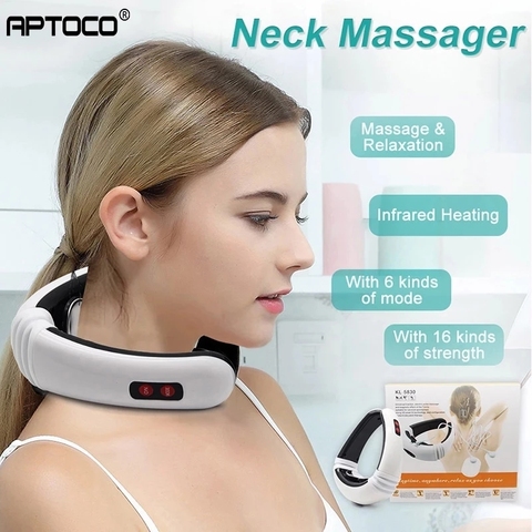 Aptoco Electric Pulse Back and Neck Massager Far Infrared Pain Relief Tool Health Care Relaxation ► Photo 1/6