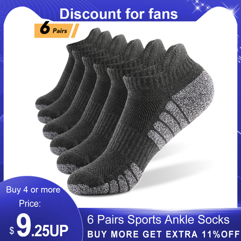 6 Pairs Sports Ankle Socks Athletic Low-cut Socks Thick Knit Autumn Winter Socks Outdoor Fitness Breathable Quick Dry Socks ► Photo 1/6