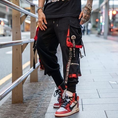 Men Purple Joggers Pants Mens Pockets Streetwear Cargo Pants Male Hip Hop Track Pants Korean Fashions Overalls ► Photo 1/6