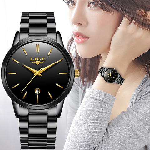 LIGE Women Watches Ladies Top Brand Luxury Stainless Steel Calendar Sport Quartz Watch Women Waterproof Watch Relogio Feminino ► Photo 1/6