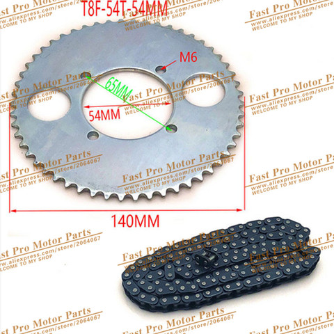 T8F 54T chain plate 54mm 54 Tooth Rear Chain Sprocket T8F 136link chain  For 47cc 49cc Pocket Bike Mini Moto Quad ATV ► Photo 1/3