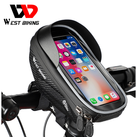 WEST BIKING Waterproof Bike Bag Frame High Sensitive Touch Screen 6.0inch Phone Case Cycling Bag Front Top Tube MTB Bicycle Bags ► Photo 1/6