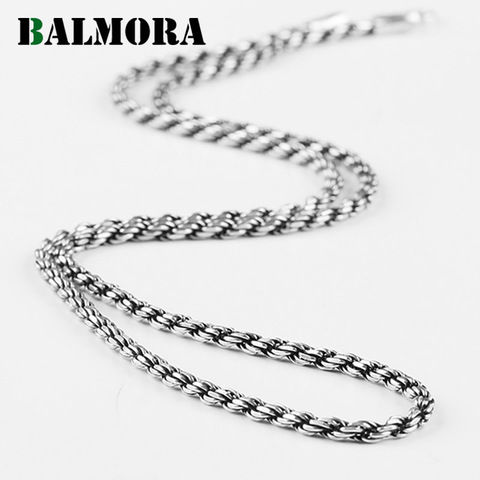 BALMORA 100% Real 925 Sterling Silver Vintage 3mm Chains Necklaces for Men Male Jewelry Accessories Bijoux 18-32 inches ► Photo 1/6