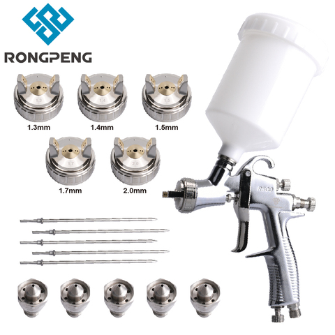 Rongpeng Professional R500 LVLP Spray Gun 1.3mm 1.4mm 1.5mm 1.7mm 2.0mm Nozzle 600cc Cup Gravity Airbrush For Finish Painting ► Photo 1/6
