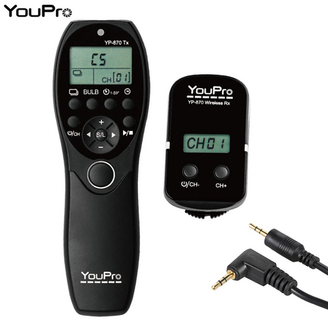 YouPro YP-870 E3 2.4G Wireless Remote Control LCD Timer Shutter Release Transmitter Receiver 32 Channels for Canon Pentax Camera ► Photo 1/6