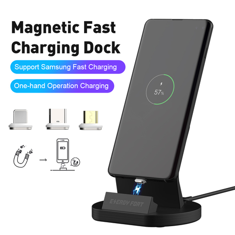 SIKAI 2022 New Magnetic Fast Charging Dock ENERGY FORT For Samsung Note 9 S9 Galaxy S20 S8 a11 a20 Phone 5A Magnet Quick Charger ► Photo 1/6