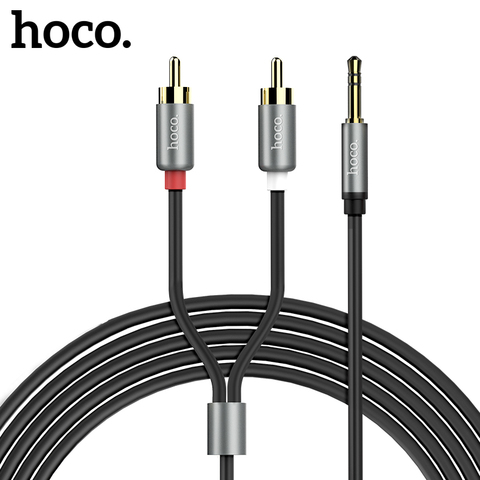 HOCO RCA Audio Cable double lotus RCA Male to 3.5mm Jack to 2 RCA AUX Cable  Splitter Cable for Home Theater iPhone Headphone ► Photo 1/6