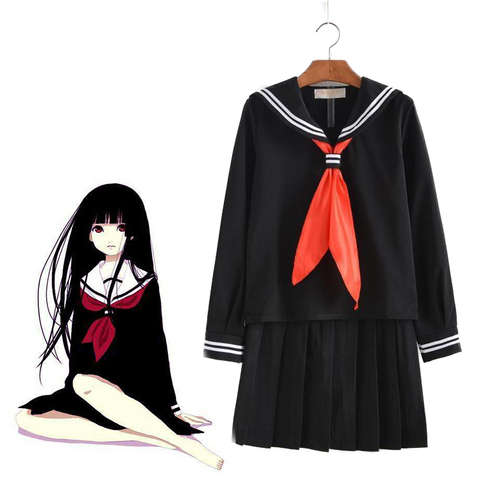 3pcs Japanese School Uniform Skirt Sailor Suit College Female Student JK Uniform White Black Navy Blue Cosplay Costumes C30153AD ► Photo 1/6