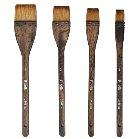 4PC/Lot 256Flat High Quality Goat Hair Wooden Handle Watercolor Artist Art Supplies Paint Brush ► Photo 1/5