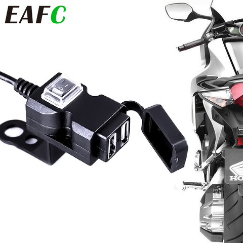 Universal Waterproof 12V Motorcycle Motorbike Handlebar Dual USB Socket Splitter Charger Power Adapter for Mobile Phone ► Photo 1/6
