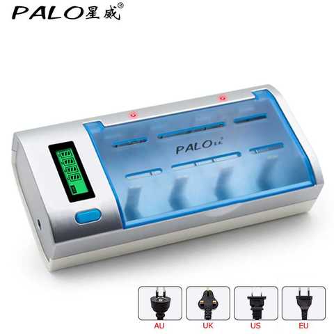 PALO 2022 New Rechargeable LCD Display Smart Screen Battery Charger For Ni-MH NI-CD AA/AAA/C/D/9V Size Batteries ► Photo 1/6