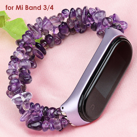 Creative Beaded Straps for Xiaomi Mi Band 5 4 Bracelet Wristband Woman Miband 3 Watchband Natural Stone Luxury Handmade Lavender ► Photo 1/6