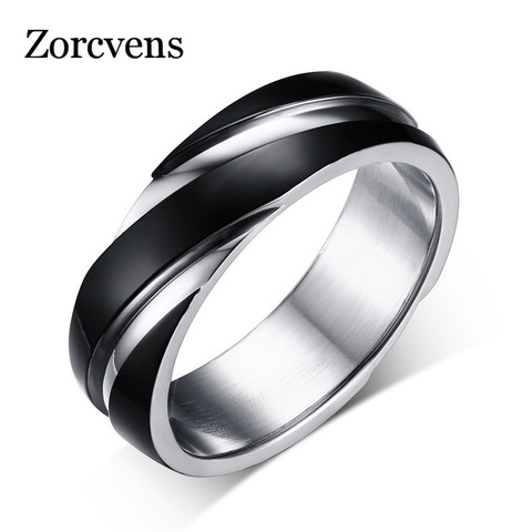 ZORCVENS 2022 New Punk Vintage Black Stainless Steel Engagement Rings For Women Men Classic Wedding Bands Party Jewelry ► Photo 1/6