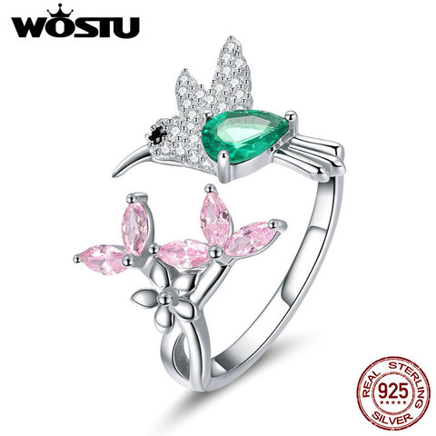 WOSTU 100% 925 Sterling Silver Trendy Gift of Hummingbird Ring For Women High Quality Original Brand Jewelry Gift CTR016 ► Photo 1/6