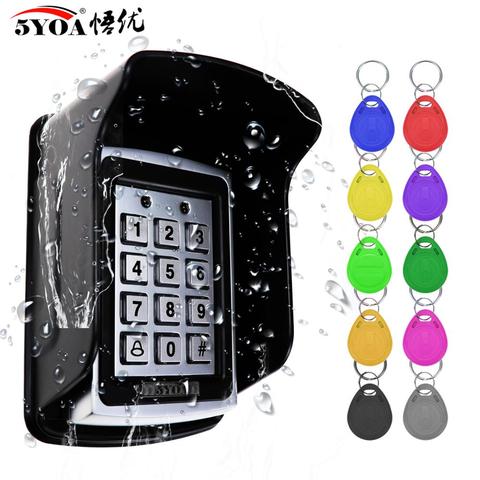 RFID Metal Access Control Keypad Waterproof Rainproof Cover Outdoor Door Opener Electronic Lock System Cover EM4100 Keychains ► Photo 1/6