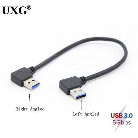 USB 3.0 Type A Male 90 Degree Left Angled to USB 3.0 A Type Right Angled Extension Cable 30cm 50cm 100cm ► Photo 1/4