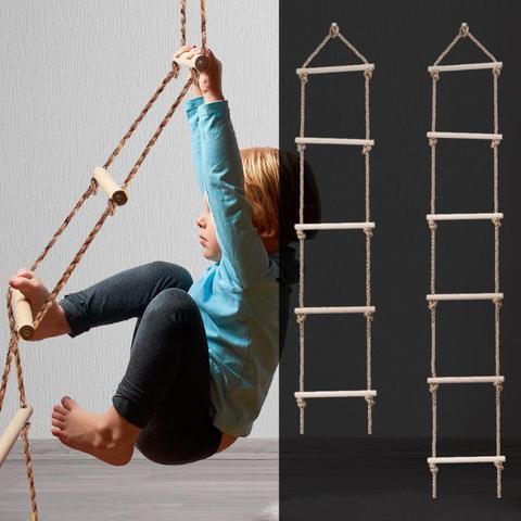 Wooden Rope Ladder Multi Rungs Climbing Game Toy Children Outdoor Activity Safe Sports Rope Swing Swivel Rotary Connector Tools ► Photo 1/6