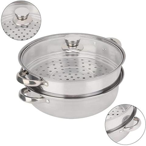 28cm 2-Layer Steamer Stainless Steel Kitchen Boiling Soup Steaming Pot with Lid ► Photo 1/6