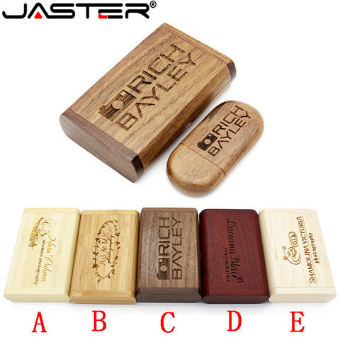 JASTER (OVER 1 PCS free LOGO) wooden usb + box usb flash drive pendrive 4gb 8gb 16gb 32gb 64gb memory stick photography gifts ► Photo 1/6