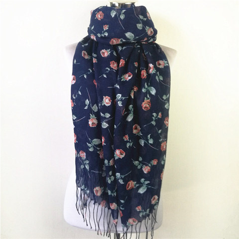 New Fashion Autumn Winter Scarf for Women viscose Tassel Shawl Printed flower small rose Scarf For Female Scarves Echarpe ► Photo 1/6