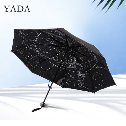 YADA Pure Rhinoceros Star Inside 3-Folding Umbrella Women Man UV Rainproof Umbrella Parasol Rain Sun Light Umbrellas YD200295 ► Photo 1/6