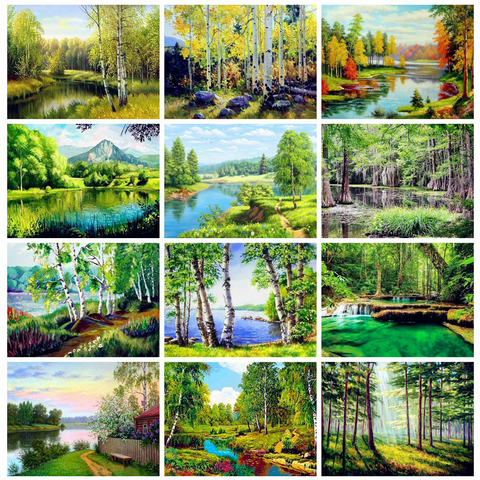 HUACAN 5d Diamond Painting Full Drill Forest Handmade Gift Mosaic Natural Scenery Embroidery River Diamond Art ► Photo 1/6