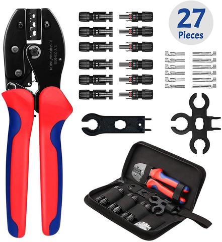 Solar Crimping Tool Kit for 2.5-6.0mm²/AWG26-10 Solar Panel PV Cable with 12PCS Male Female Solar Panel Cable Connectors MC4/M3 ► Photo 1/6