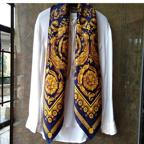 Women 100% Silk Scarf Shawl Foulard Luxury Soft Soomth Touching 108*108cm ► Photo 1/6