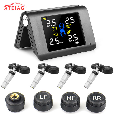 New TPMS Wireless Car Tire Pressure Monitoring Intelligent System Solar Power LED Display with 4 Built-in or External Sensor ► Photo 1/6