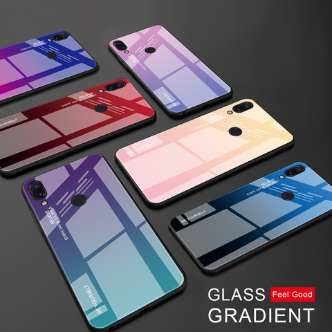 Tempered Glass Gradient Phone Case For Xiaomi Redmi 8 8A 7 7A 6 6A 5 Plus Note 8 7 6 5 Pro Luxury Colorful Bumper Glossy Cover ► Photo 1/6