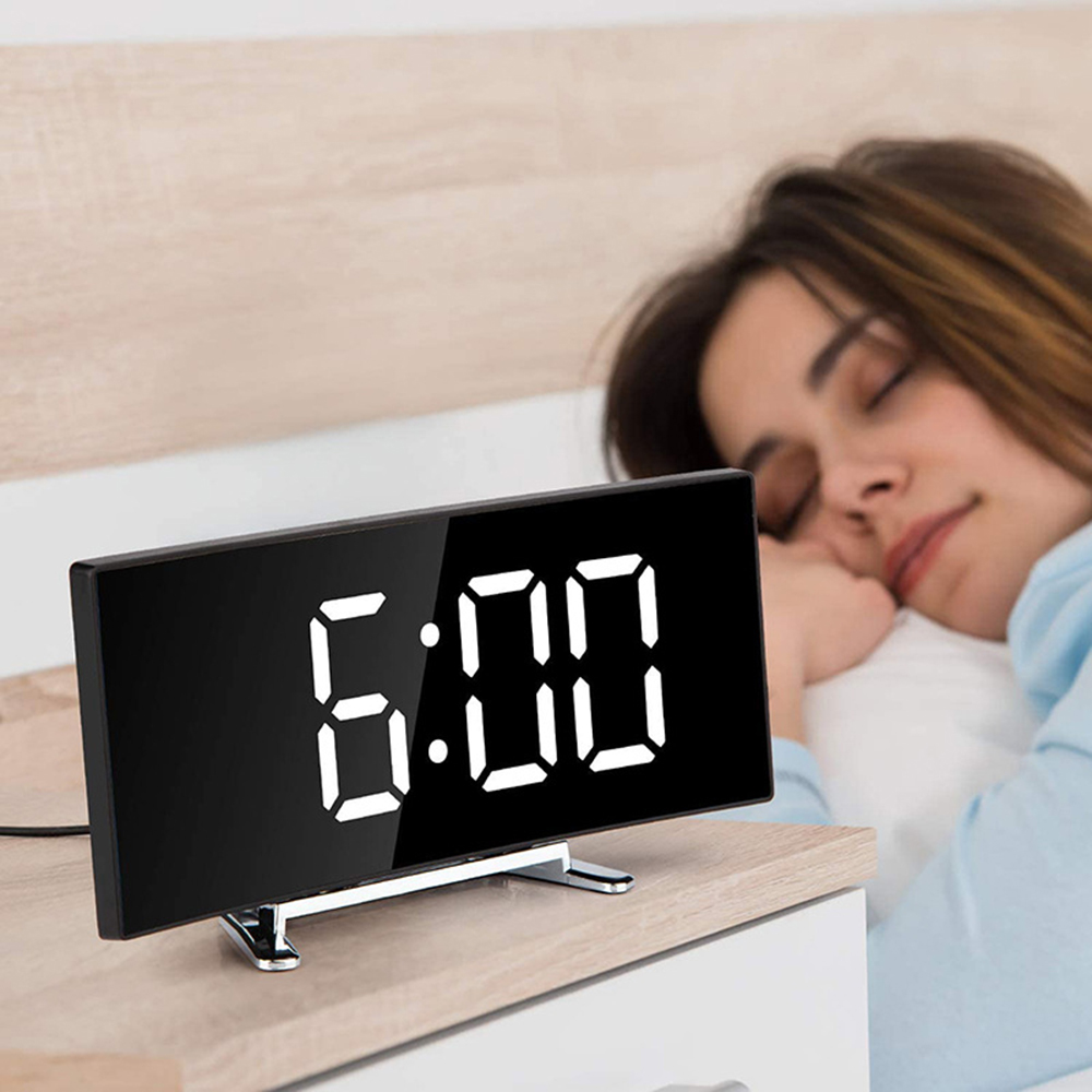 7 Inch Digital Alarm Clock Curved Dimmable Led Electronic Digital Desktop Clock For Kids Bedroom Large Number Table Clock ► Photo 1/6
