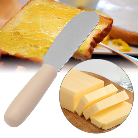 1/2PCS Mini Stainless Steel Spatula Scraper Knives Breakfast Sandwich Cheese Slicer Spreader Butter Knife With Plastic Handle ► Photo 1/6