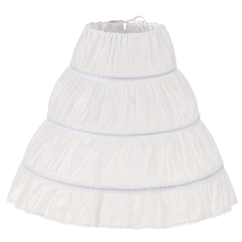 2022 White Children Petticoat A-Line 3 Hoops One Layer Kids Crinoline Lace Trim Flower Girl Dress Underskirt Elastic Waist ► Photo 1/6
