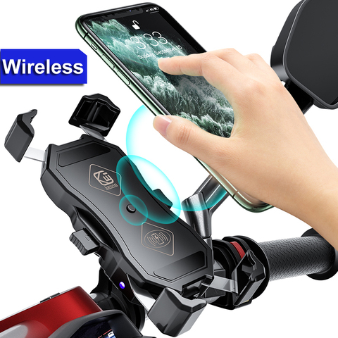 Motorcycle Mobile Phone Holder Mount with QC 3.0 USB Qi Wireless Charger for Scooter Motor Motorbike X-Grip Smartphone Support ► Photo 1/6