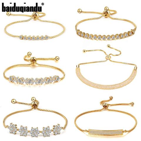 baiduqiandu Brand Cubic Zirconia Adjustabel Bolo Bracelets Wedding Bridal Women Bracelets Collections ► Photo 1/6