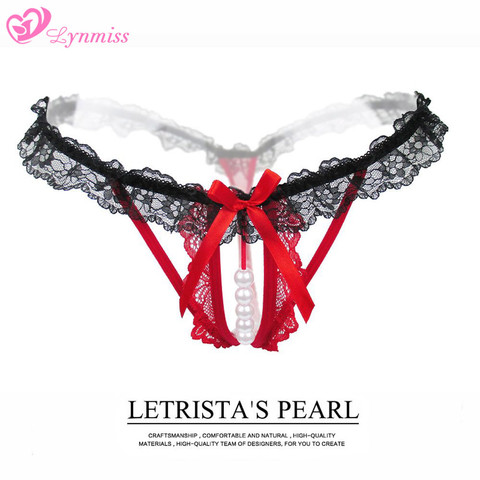 Lynmiss Women Thong Pearl Lingerie Women Lace Briefs Erotic Underwear For Sex Pantie G-String Erotic Lingerie Babydolls Chemises ► Photo 1/6