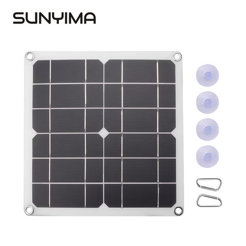 SUNYIMA 6V 10W Mono Solar Panel DIY Portable Battery Charger Power Bank for Outdoor Camping Phone Charge with Dual USB 5V Output ► Photo 1/6