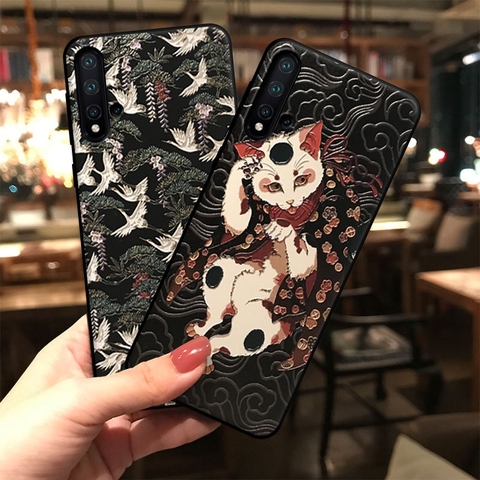 for Huawei Mate 30 20 10 Pro P30 P20 P10 Honor 20i V30 V20 9X Nova 6 5Z 5i 5T 4 4e Lite Case 3D Drawing Embossed Fox Soft Cover ► Photo 1/6