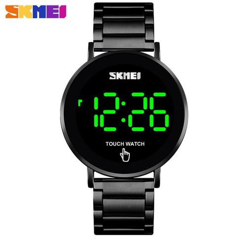 SKMEI 1550 Fashion Men Digital Watch Male Touch Screen LED Light Display 3bar Waterproof Stainless Steel Strap montre homme ► Photo 1/6