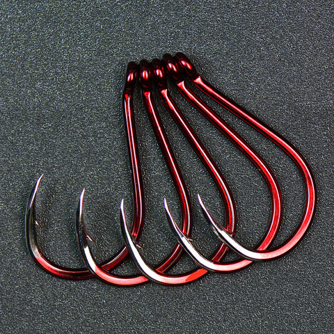 Red Tube Carbon Steel Fishing Hook 2022 Barbed Worm Lure Hooks Bend Mouth Black Seabream Bass Japan Fishhook ► Photo 1/6