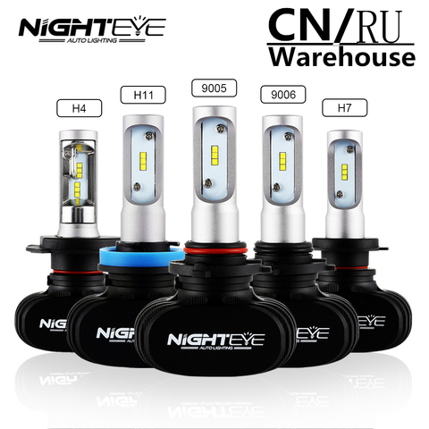 Nighteye Auto Lighting 6500K LED Headlights Bulbs DC 9-32V Car White H1 Fog Lamps 9005 HB3 9006 HB4 H7 H11 8000LM 50W Projector ► Photo 1/6