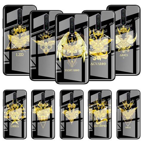 Glass Case For Xiaomi Redmi Note 9S 8T 9 8 Pro 7 8A Mi 10 Lite 5G 9T CC9 Tempered Phone Capas Cover Anime Saint Seiya Logo ► Photo 1/6