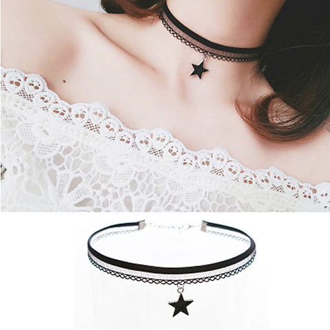 Handmade Velvet Lace Vintage Choker Necklace for Women Collar Torques Trendy Neck Jewelry Stretch Charm Gothic Punk Black Heart ► Photo 1/6