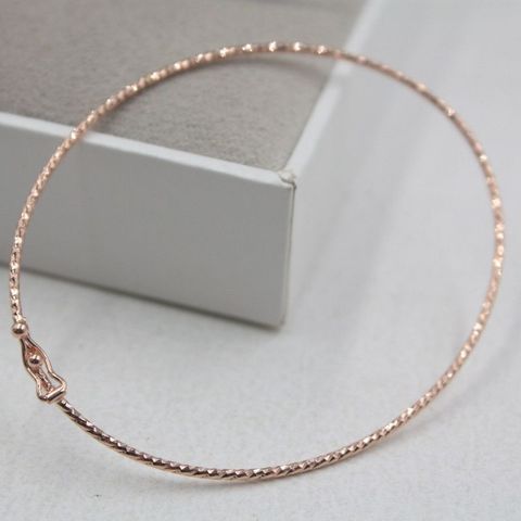 Au750 Pure 18K Rose Gold Bangle Women 1mm Wide Can Open Fine Bracelet / 1.4g ► Photo 1/5