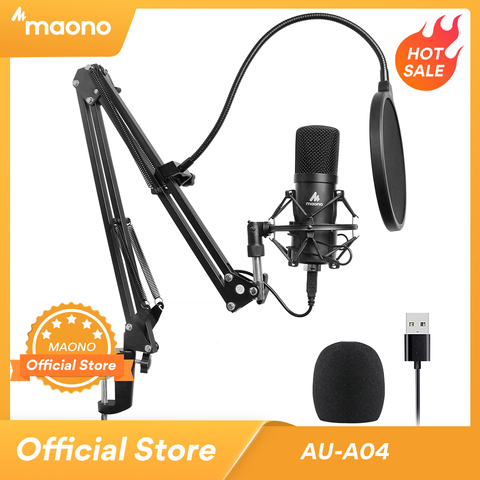 MAONO USB Microphone Kit Professional Podcast Condenser Mic 192KHZ