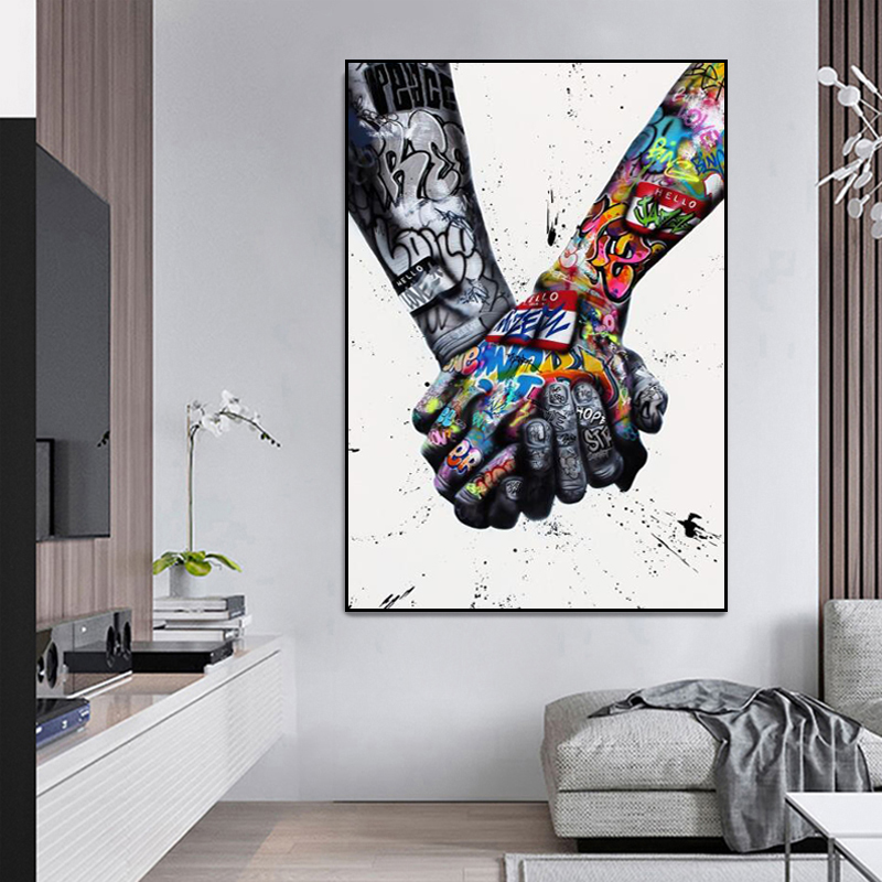 Buy Online Love Graffiti Art Hand Posters And Prints On Canvas Painting Fashion Street Wall Art Picture For Living Room Home Design Decor Alitools